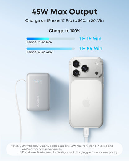 Anker Nano Power Bank (10K, 45W, Built-In Retractable USB-C Cable) Anker
