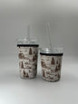Western Barn Toile Coffee Sleeve | Reusable Neoprene Iced Coffee Cup Cover (16–24oz) BashDesignsCo