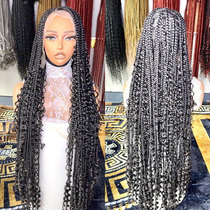 Black Boho knotless braids large knots HOL stores