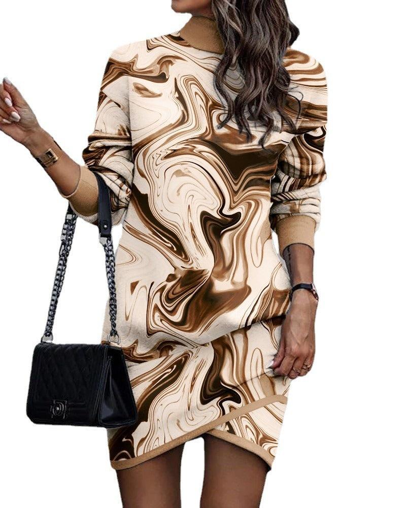 Wild West Chic Long-Sleeved High-Neck Irregular Dress for Cowgirls Country in My Heart