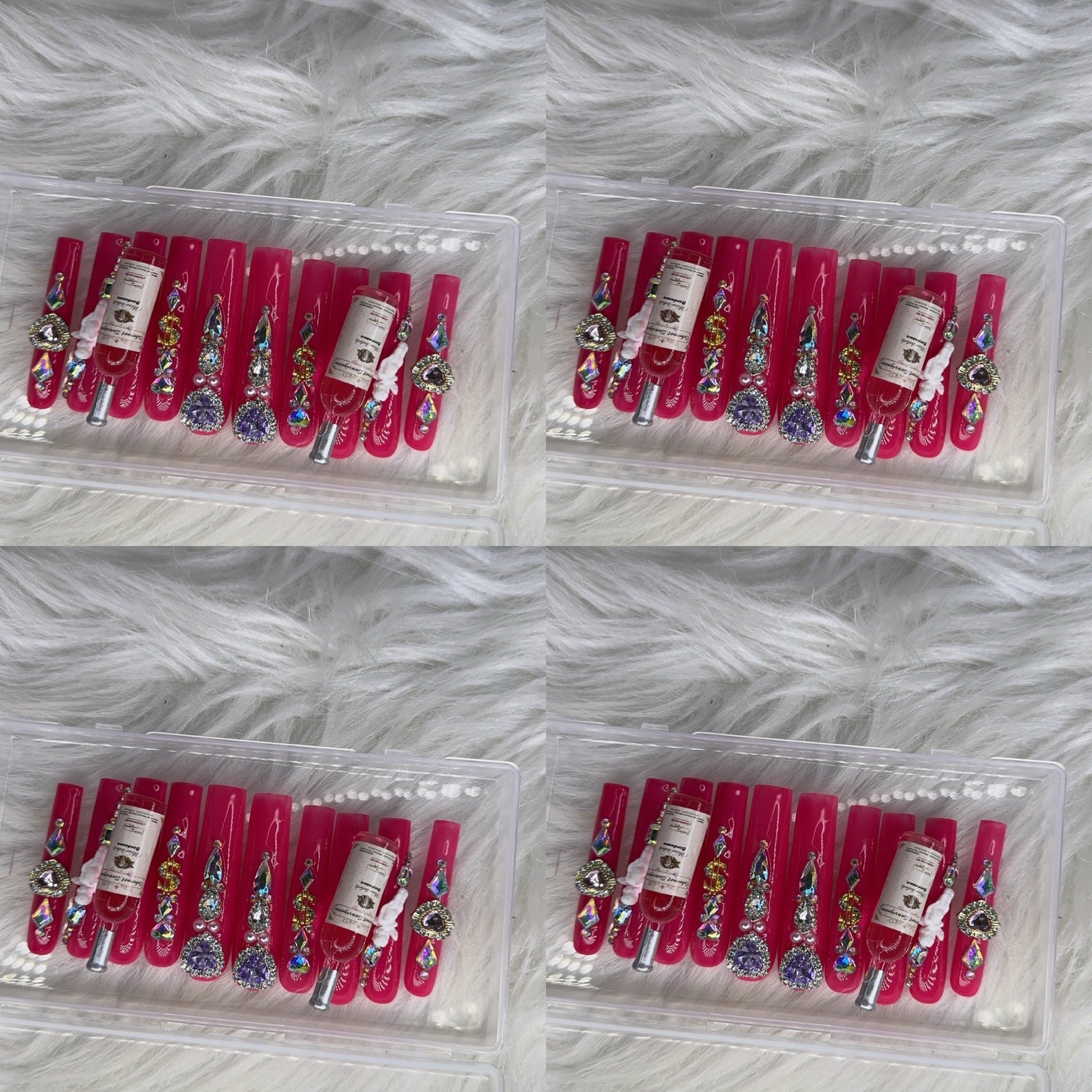 Pink acrylic press on nails with champagne HOL stores