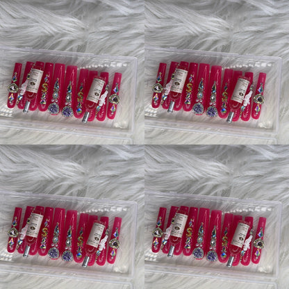 Pink acrylic press on nails with champagne HOL stores