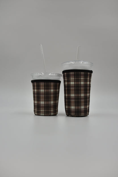 Plaid Coffee Sleeve | Reusable Neoprene Iced Coffee Cup Cover 16-24oz Cowboy Print Eco-Friendly Insulator for Grande & Venti Cups BashDesignsCo