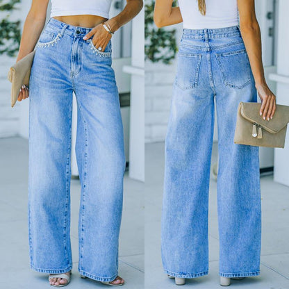 "Ava" Petal Pocket Wide-Leg Denim Jeans Country in My Heart