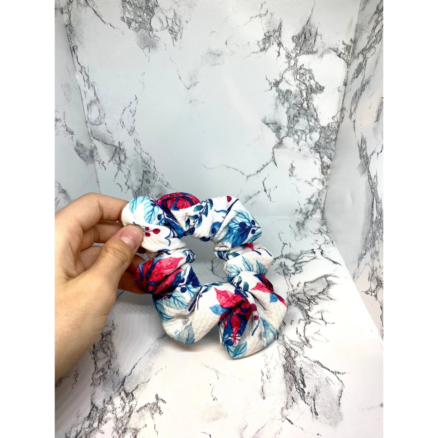 Mini Floral Poinsettia Christmas Bullet Scrunchie Enchanted Scrunch