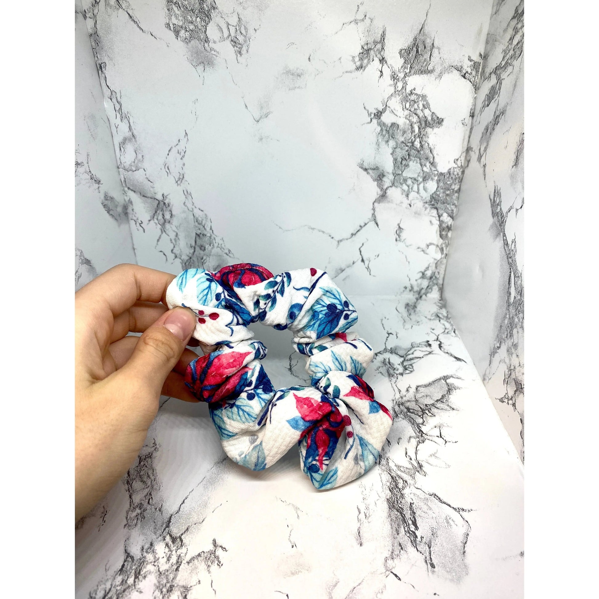 Mini Floral Poinsettia Christmas Bullet Scrunchie Enchanted Scrunch