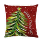 Christmas Pillow Cover Decoration Linen Printed Porch Courtyard Sofa Home Decoration Pillow Cover (excluding pillow core)