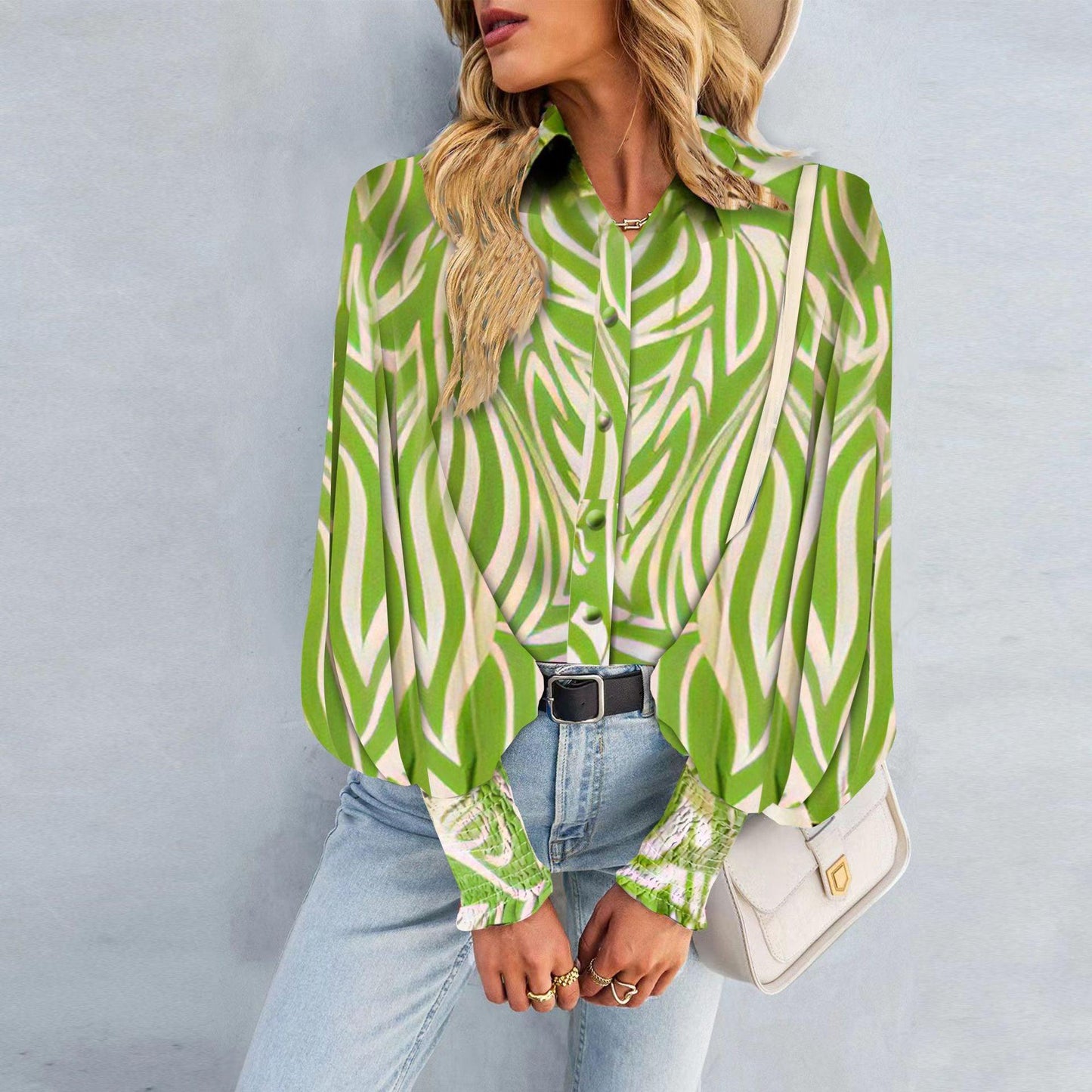 Boho Printed Lantern Sleeve Top – Relaxed Fit Casual Shirt for Country Girls Country in My Heart