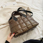 Fashionable Plaid Stitching Shoulder Bag