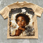 100% Cotton Vintage Style Saints Tears Graphic Tee Retro Artistic Design Casual Loose Fit T Shirt For Men Women Streetwear NovaCart