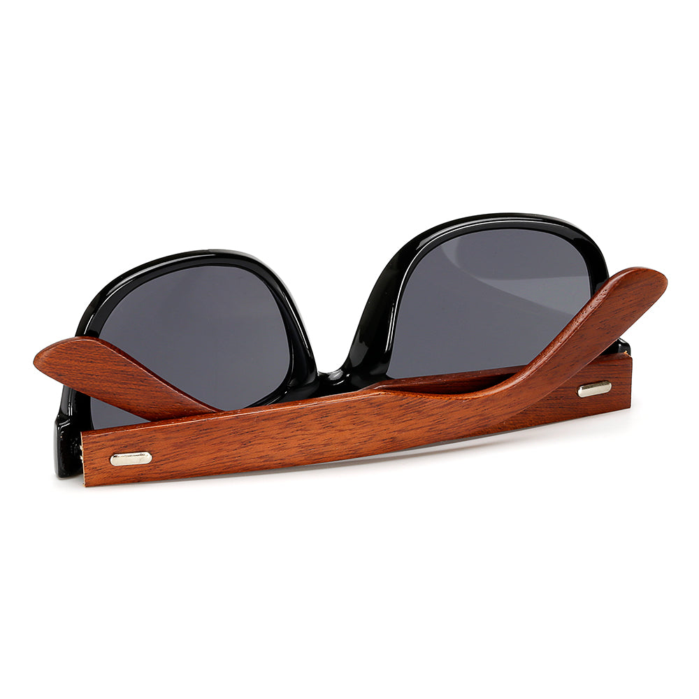 Bamboo Wooden Arms Sunglasses Men Women Black Sunglass FitiqueFit