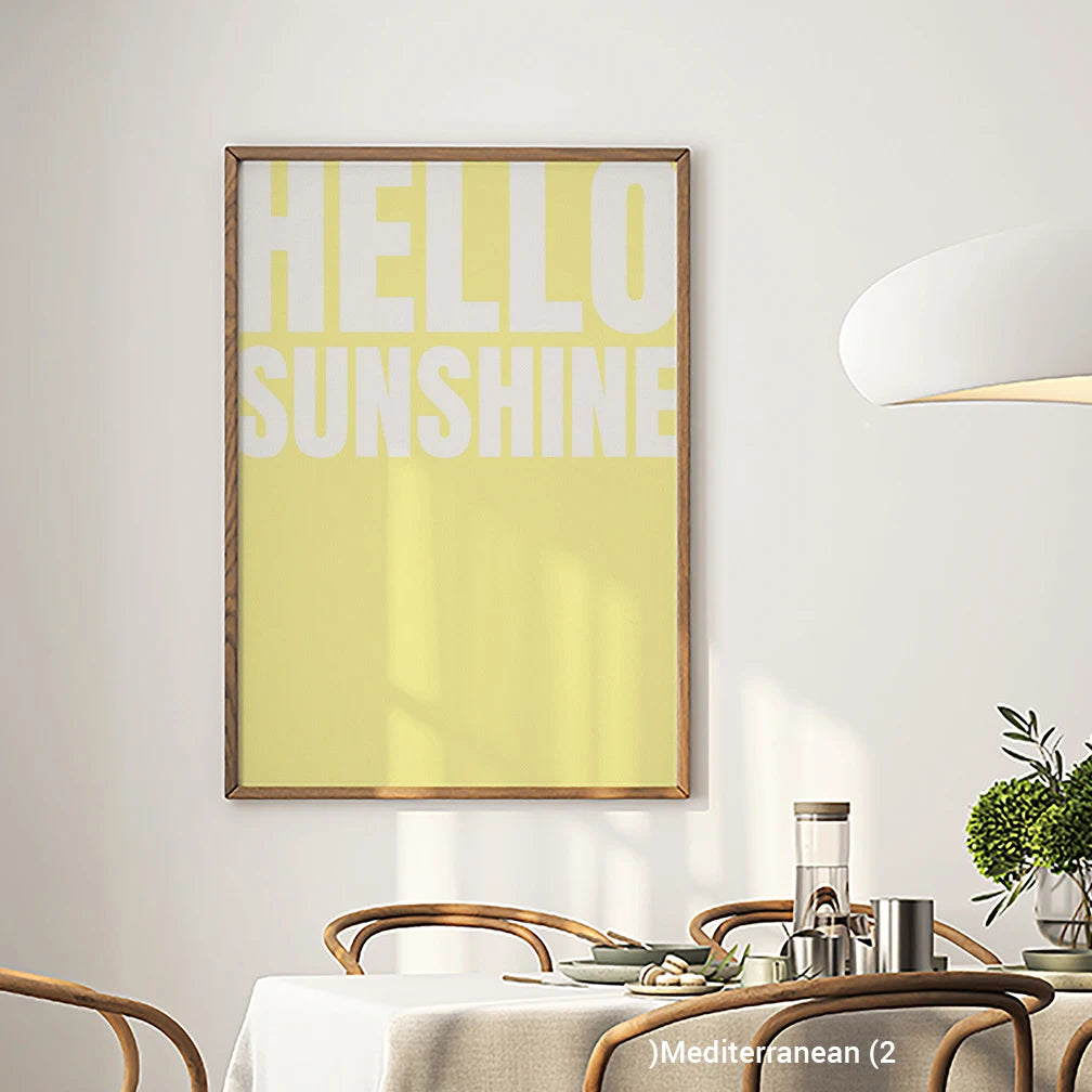 Modern Mediterranean Hello Sunshine Wood Frame Canvas Print NovaCart