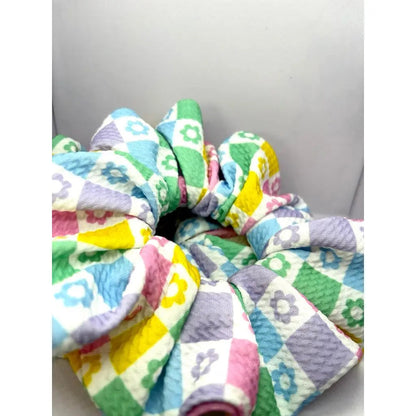 Floral Checkered Spring Bullet Scrunchie Enchanted Scrunch