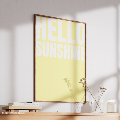 Modern Mediterranean Hello Sunshine Wood Frame Canvas Print NovaCart