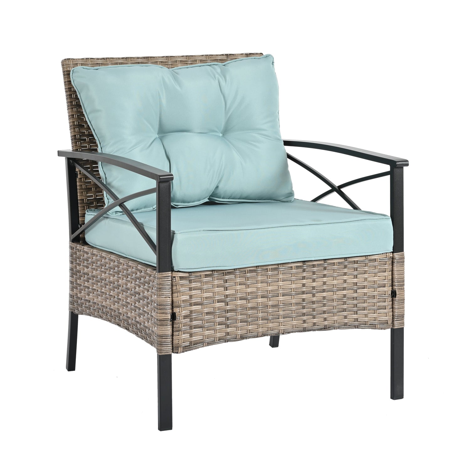 Patio Furniture, Outdoor Furniture, Seasonal PE Wicker Furniture, Four Set Wicker Furniture With Black Metal Table V.I.P Digital Presence
