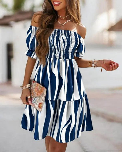 Boho Breeze Off-Shoulder Pleated Dress – Stylish Cowgirl Casual Wear Country in My Heart