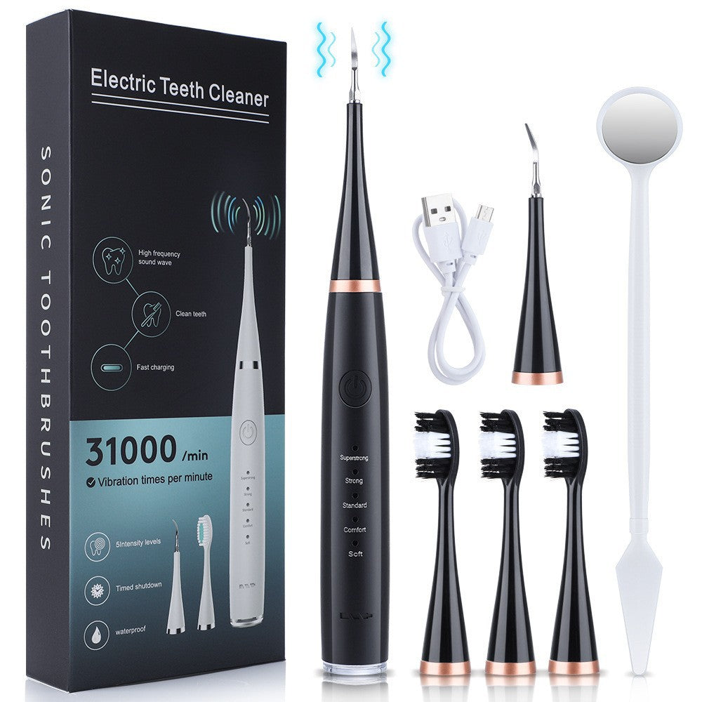 5-Speed High Frequency Vibrating Tooth Cleaner USB Electric Toothbrush Cleaning Device To Remove Stained Calculus Set Tooth Cleaning Instrument