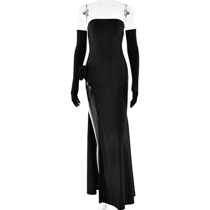 Luxe Off-Shoulder Slit Dress Country in My Heart