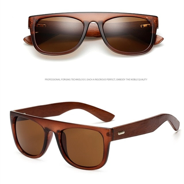 Bamboo Wooden Arms Sunglasses Men Women Black Sunglass FitiqueFit