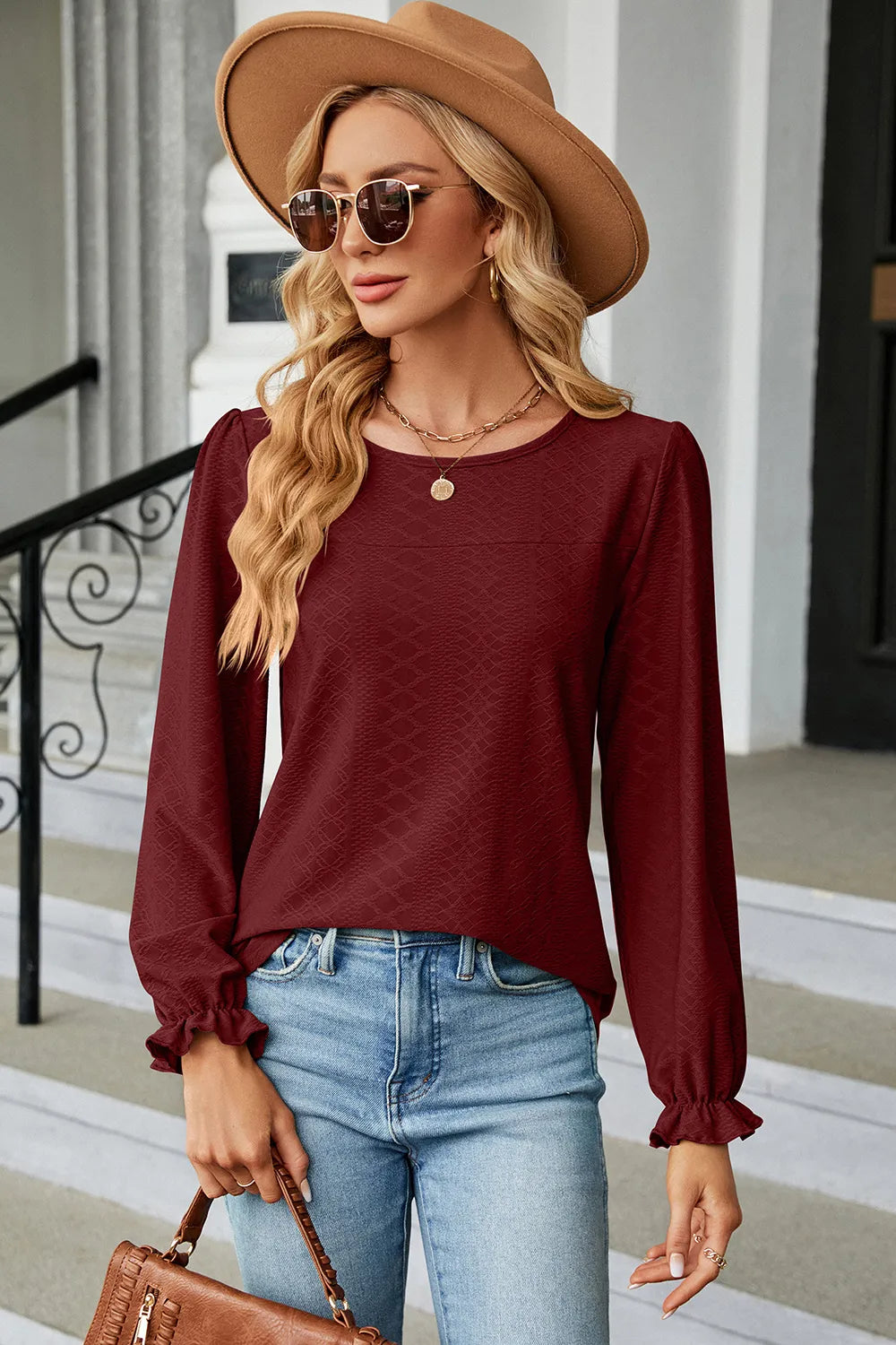 🌸 Round Neck Flounce Sleeve T-Shirt FitiqueFit