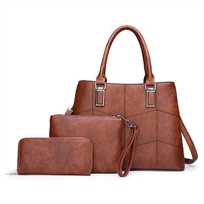 Luxury 3 Piece Leather Tote Set | Genuine Leather Cowgirl Shoulder Bag & Clutch Country in My Heart