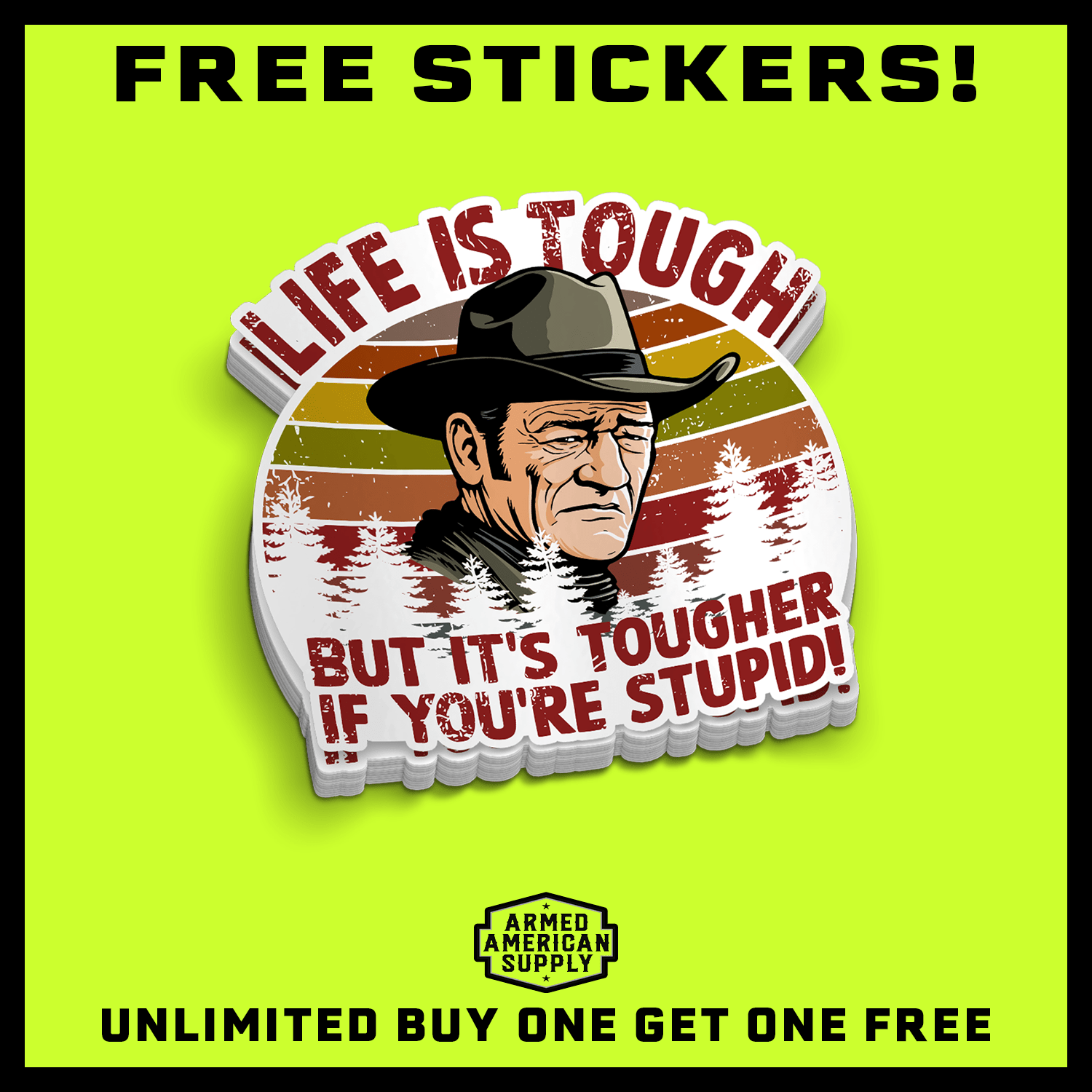 Life Is Tough Hard Hat Decal Armed American Supply