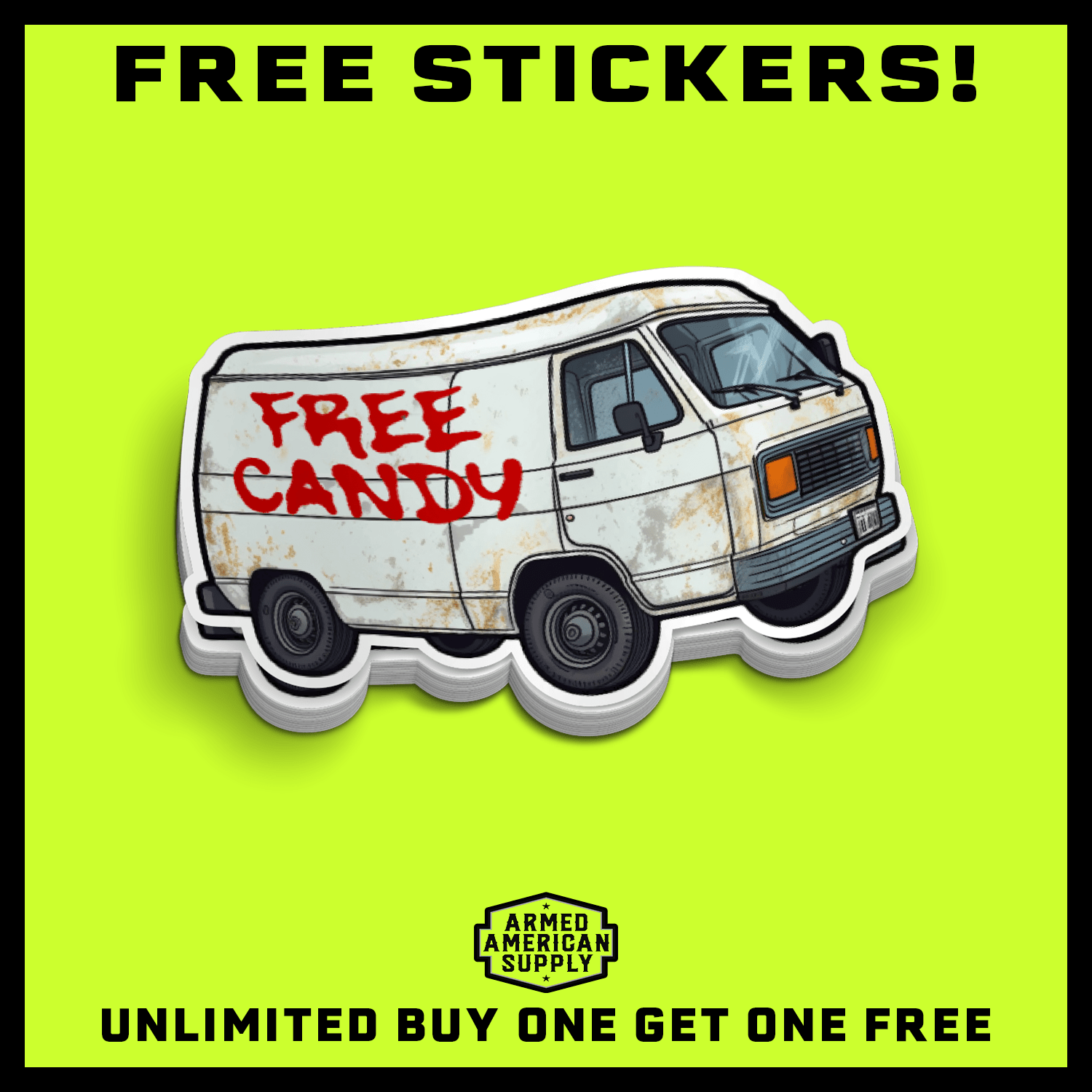 Free Candy Hard Hat Decal Armed American Supply