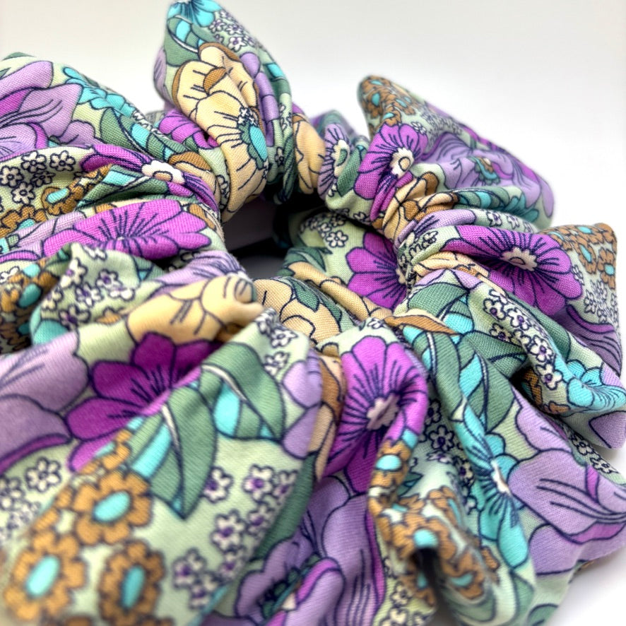 Purple & Green Floral Scrunchie Enchanted Scrunch