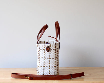 White & Gold Vida Purse with Leather MexiMexi