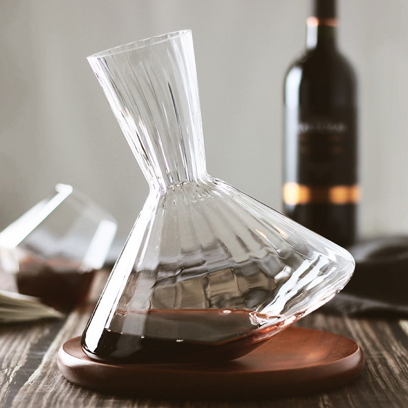 Premium Red Wine Carafe Tumbler Wine Dispenser Decanter with Wood Tray