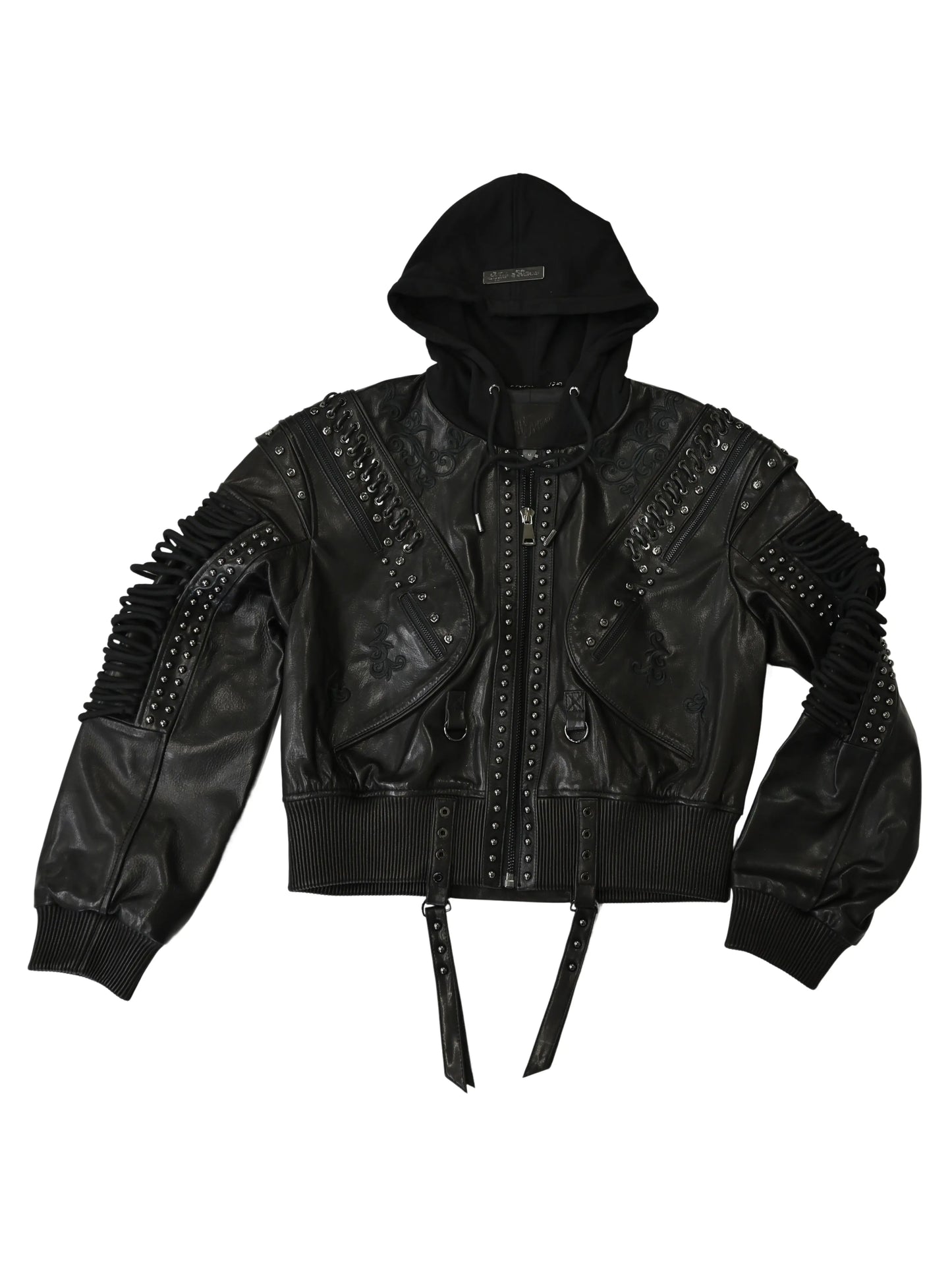 Lace Up Leather Bomber Jacket Apple Bottom Jeans