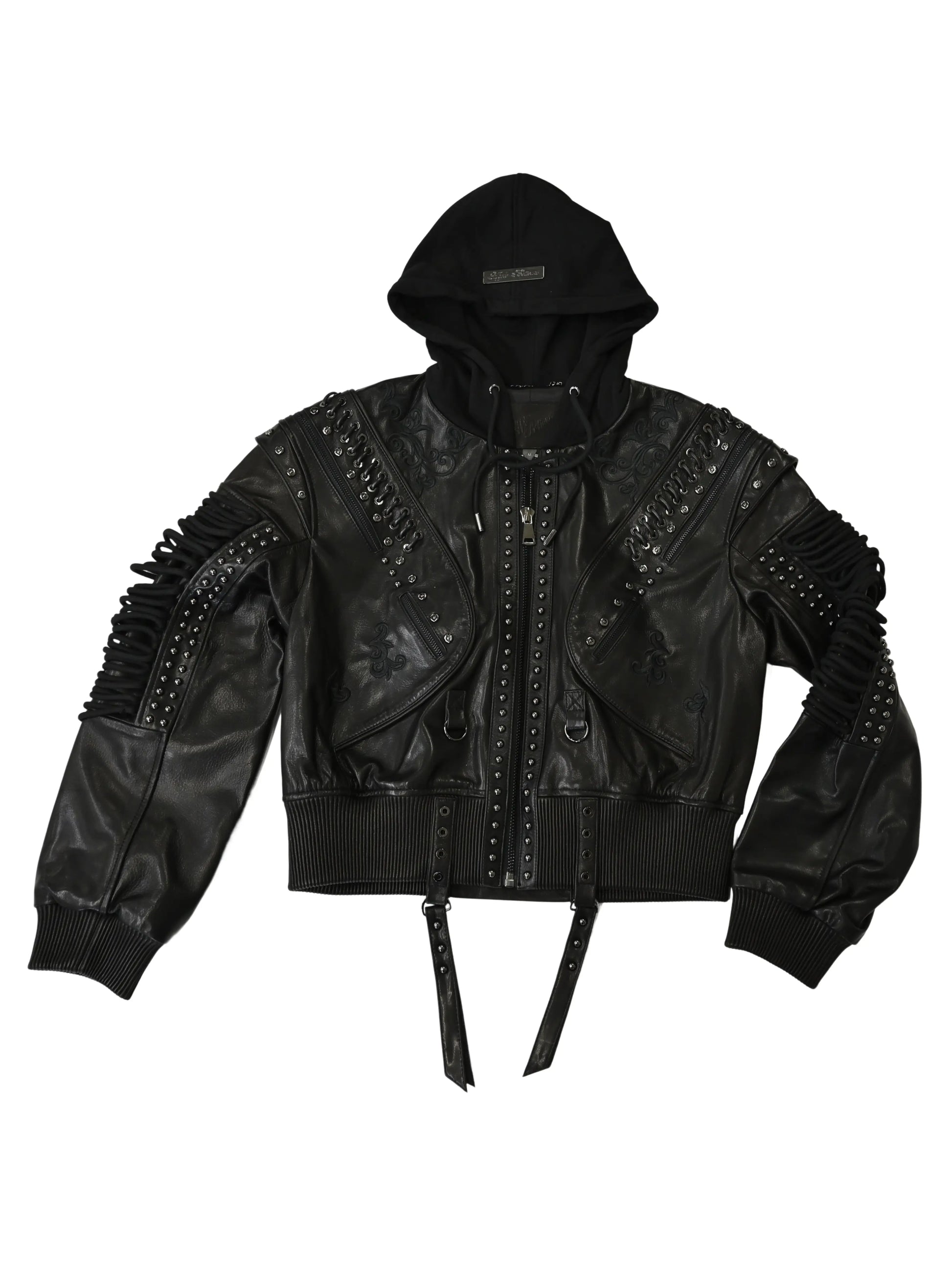 Lace Up Leather Bomber Jacket Apple Bottom Jeans
