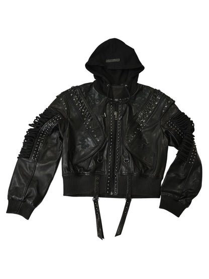 Lace Up Leather Bomber Jacket Apple Bottom Jeans