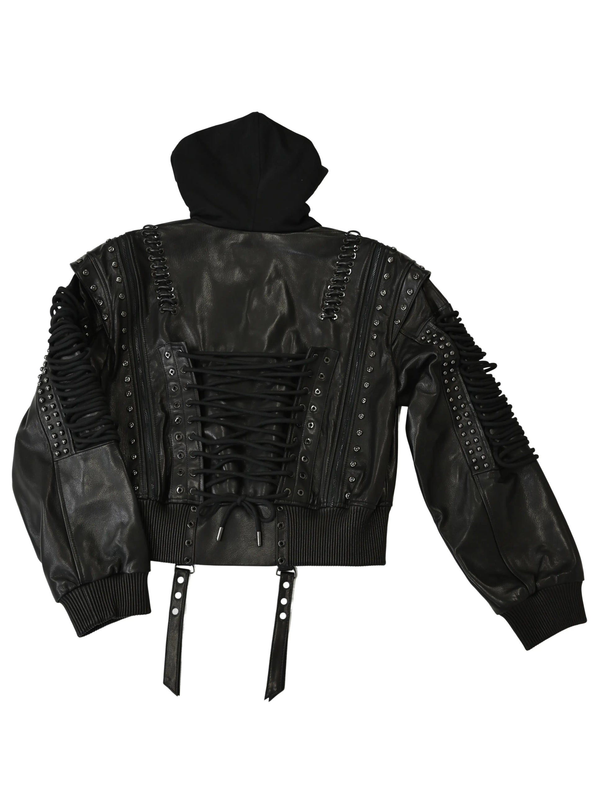 Lace Up Leather Bomber Jacket Apple Bottom Jeans