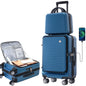 Carry-on Luggage 20 Inch Front Open Luggage Lightweight Suitcase with Front Pocket and USB Port, 1 Portable Carrying Case