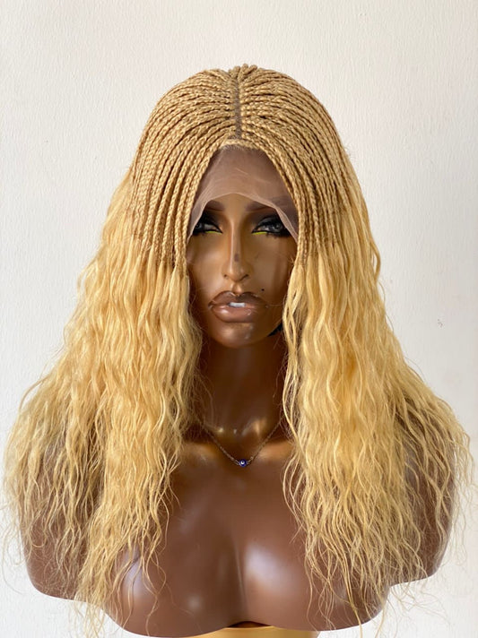 100% Human Hair Deep Wave Wig "HD Full Lace" (Blondiva) Poshglad Braided Wigs