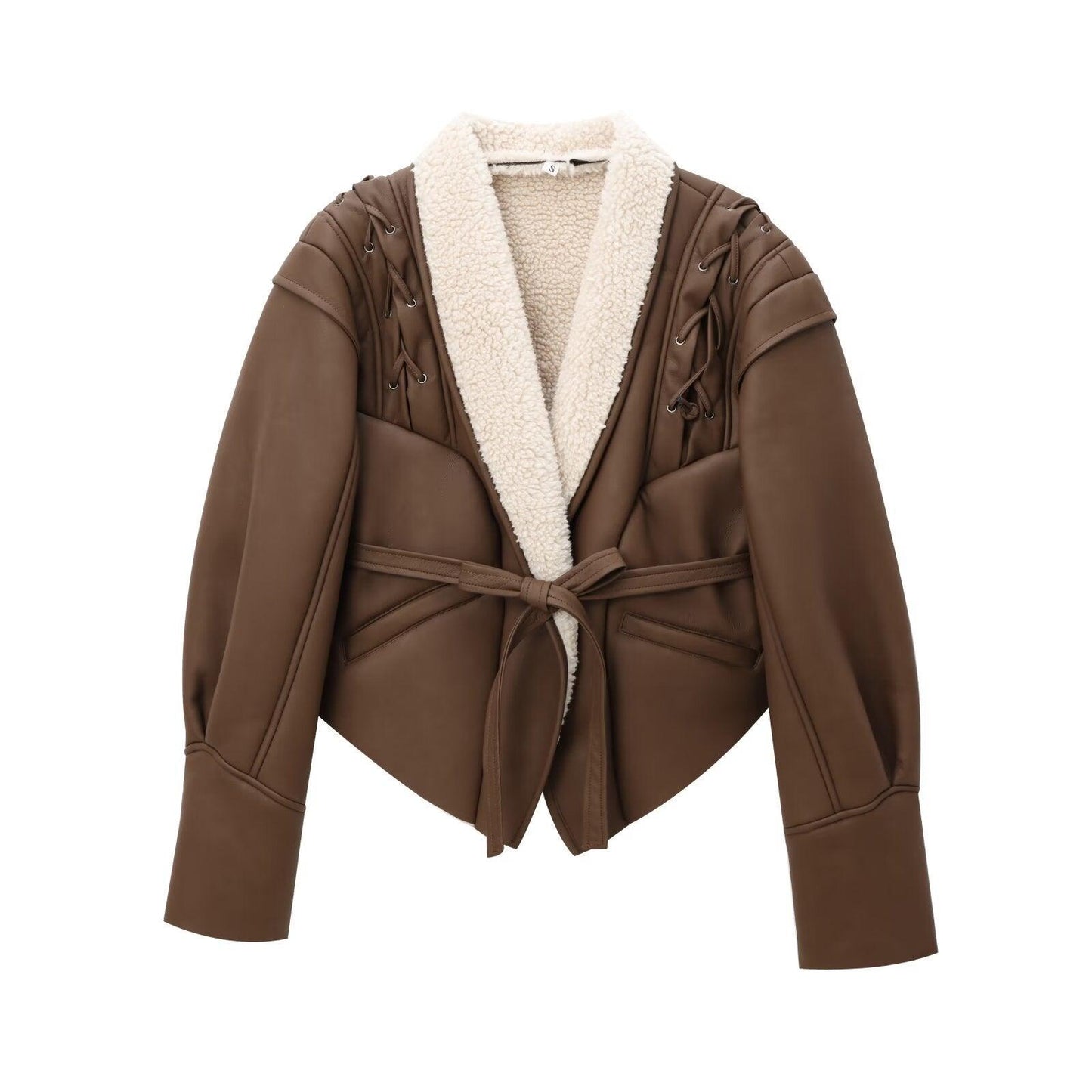 Chic French Waist Suede Jacket - Stylish Chocolate Leather Jacket for Women Country in My Heart