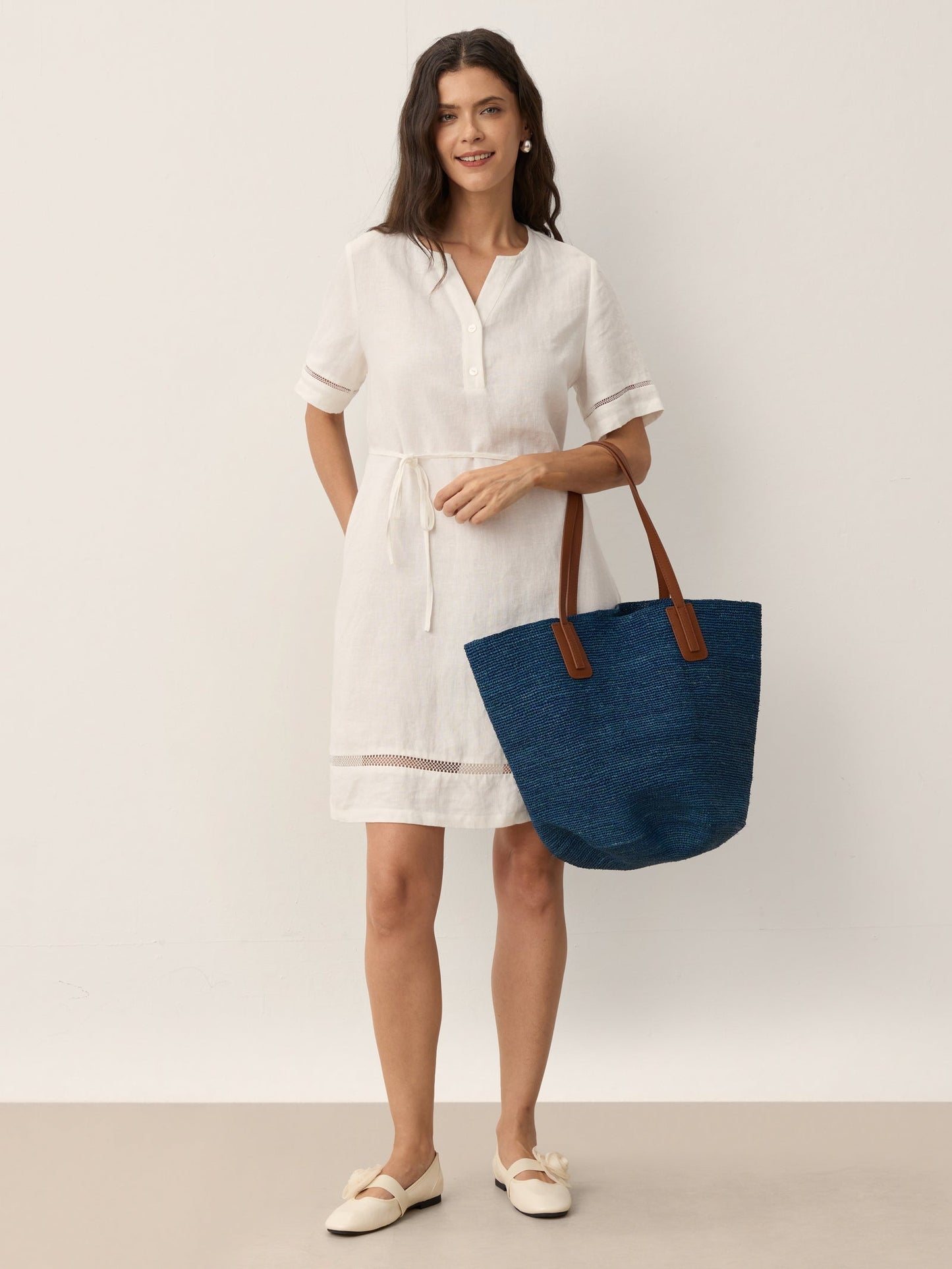 Handwoven Raffia Tote Bag With Leather Handles LINTICO