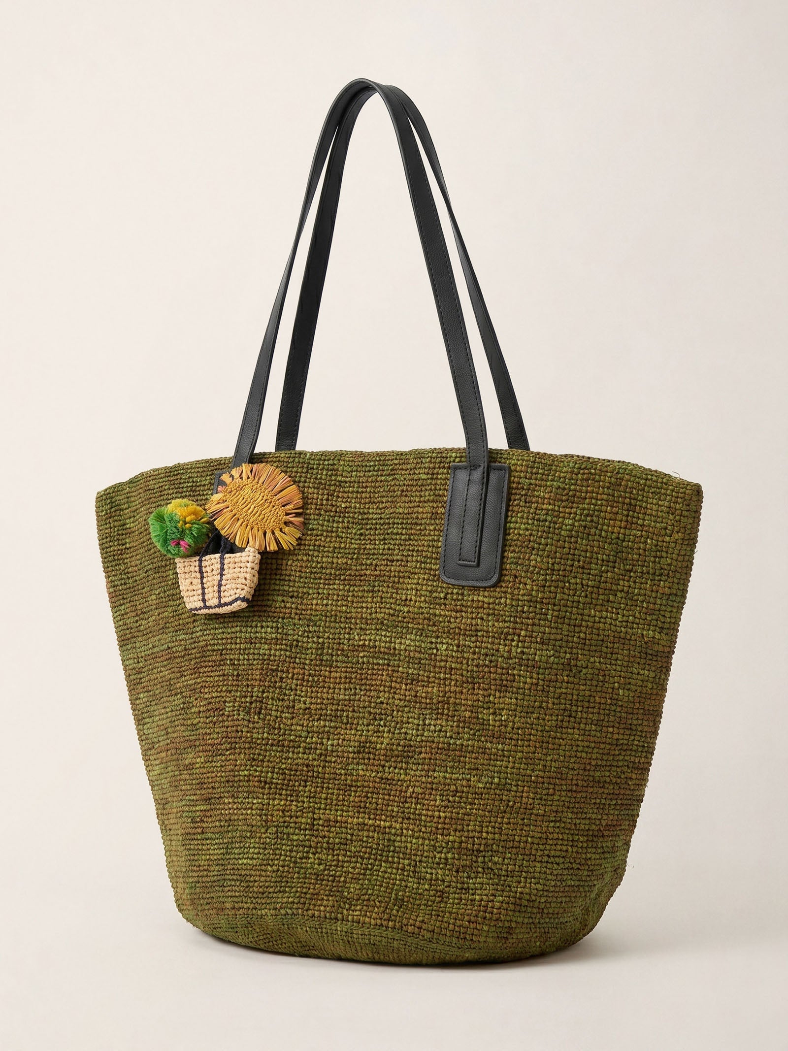 Handwoven Raffia Tote Bag With Leather Handles LINTICO