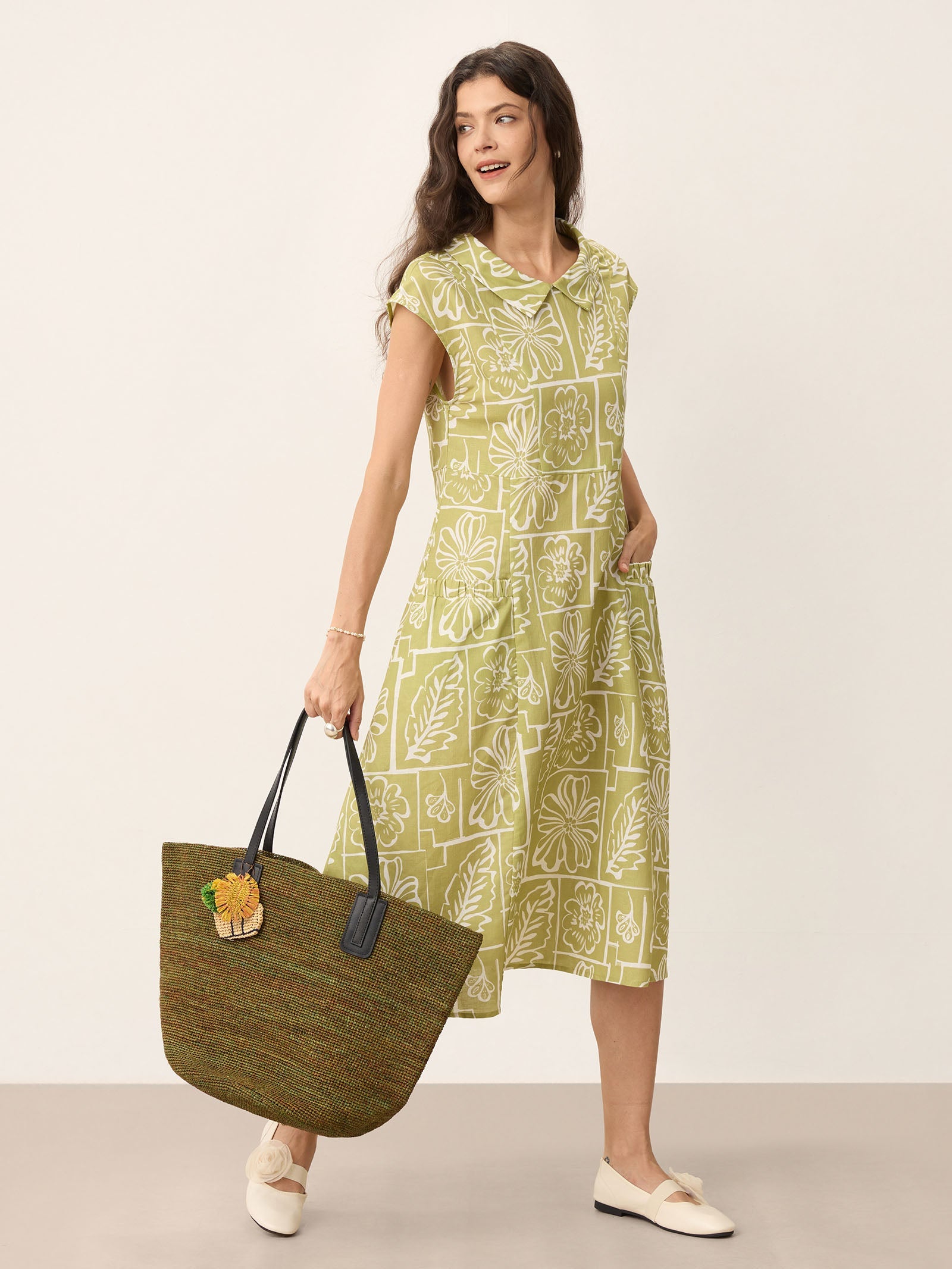 Handwoven Raffia Tote Bag With Leather Handles LINTICO