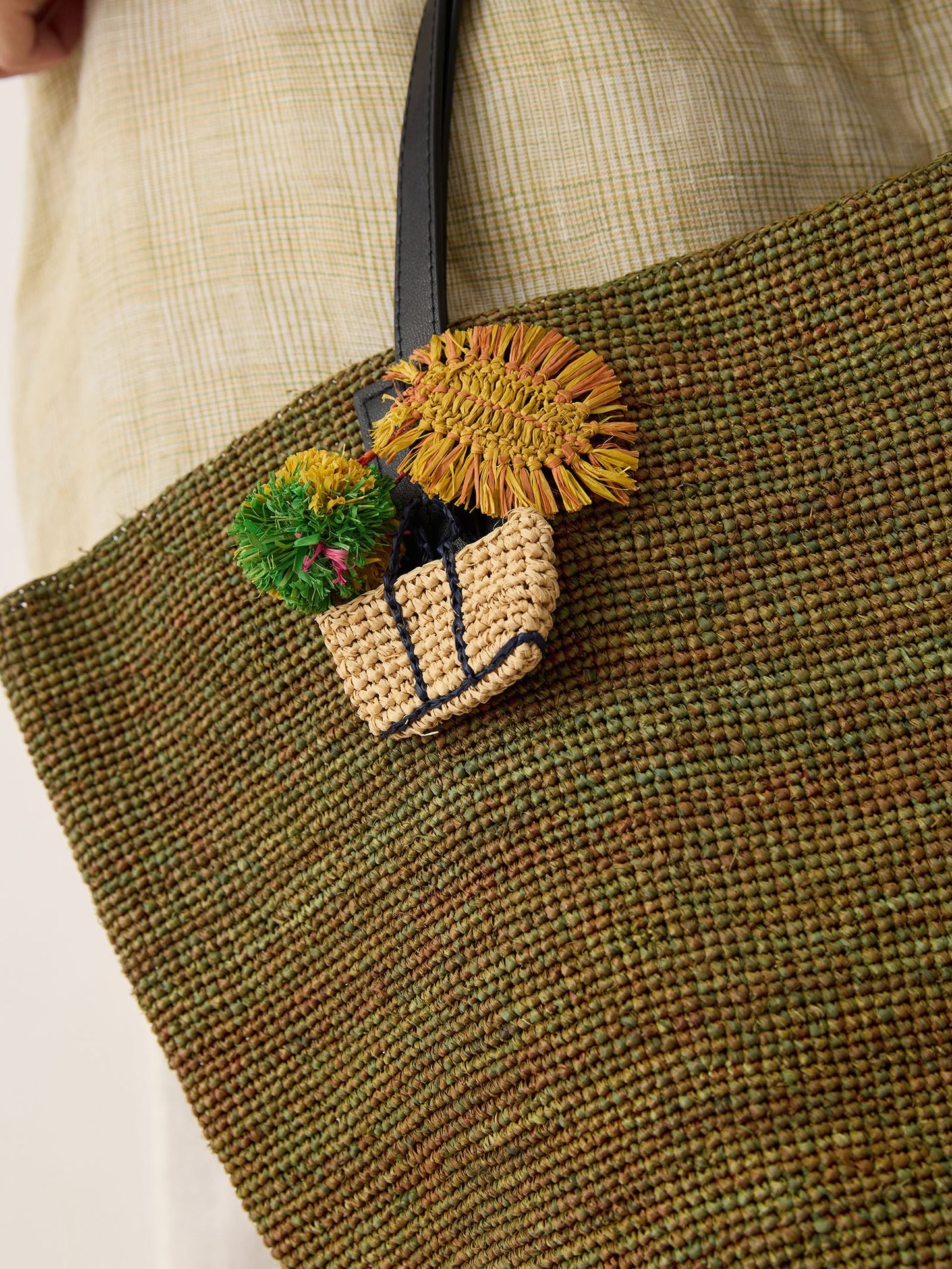 Handwoven Raffia Tote Bag With Leather Handles LINTICO