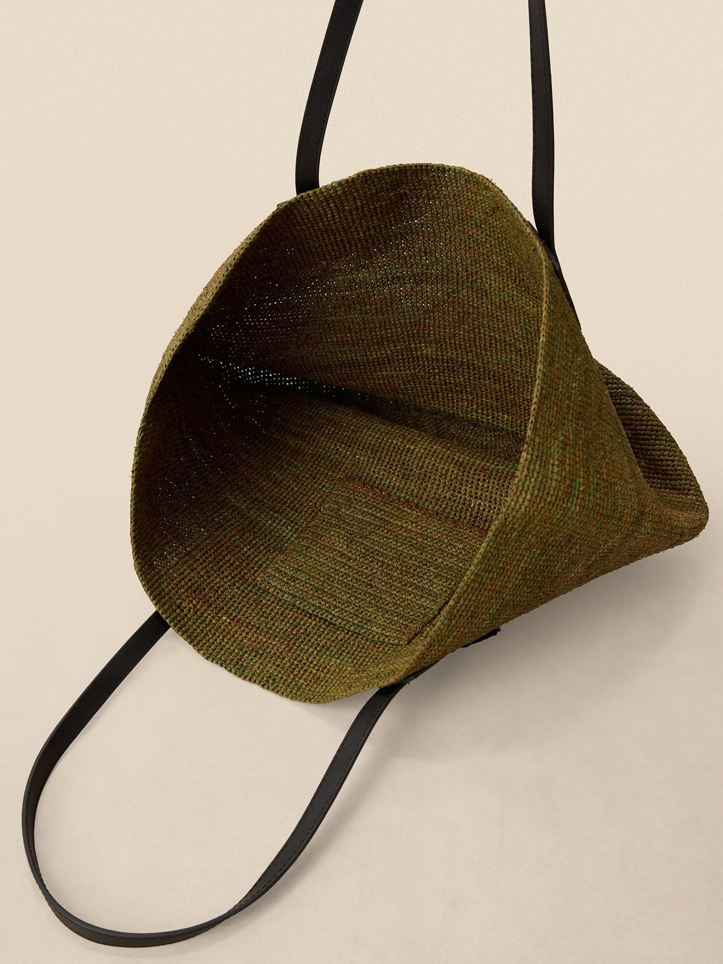 Handwoven Raffia Tote Bag With Leather Handles LINTICO