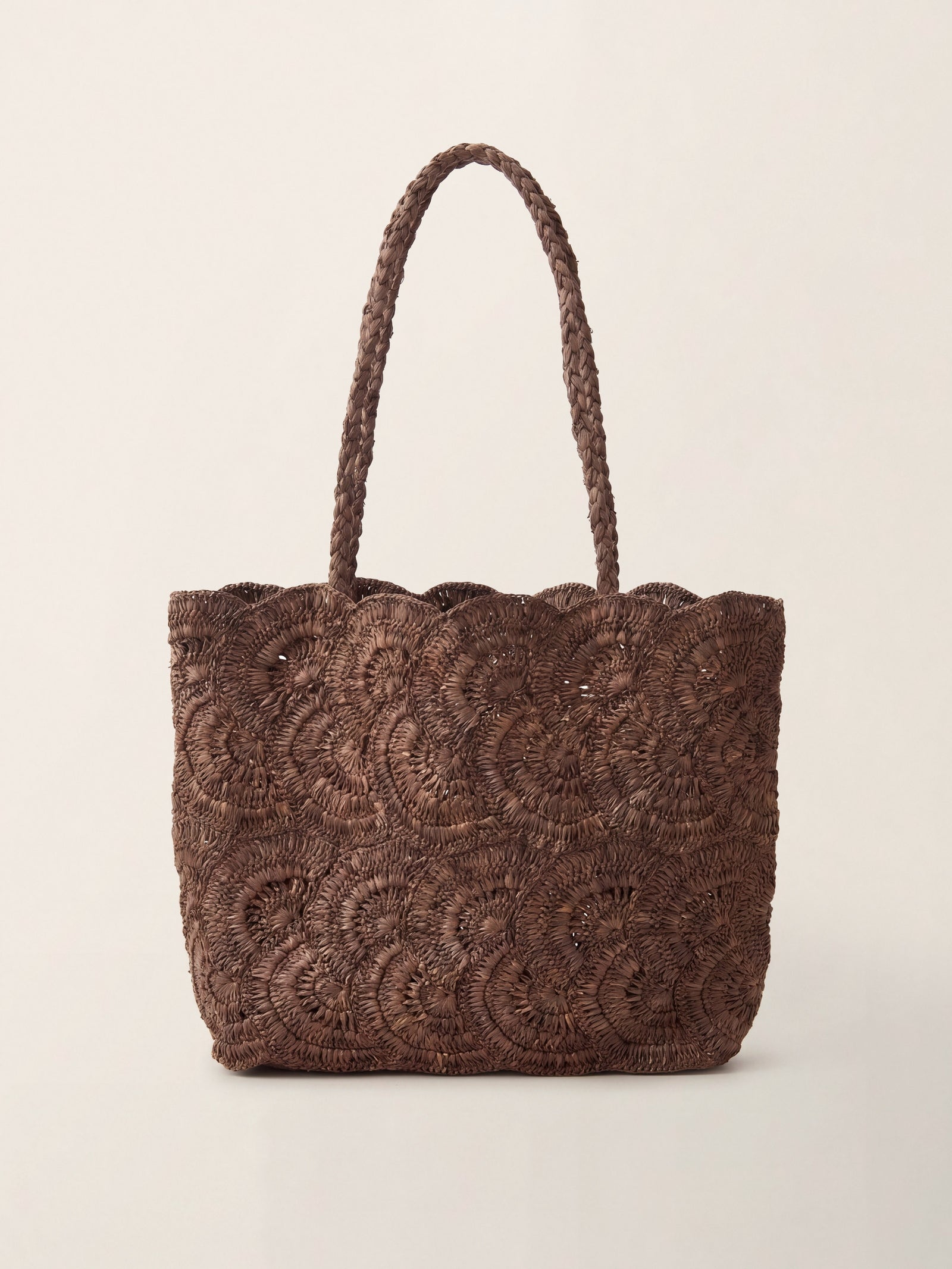 Handwoven Raffia Floral Pattern Tote Bag LINTICO