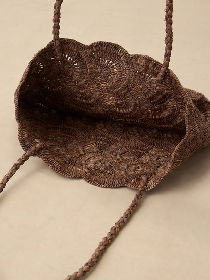 Handwoven Raffia Floral Pattern Tote Bag LINTICO