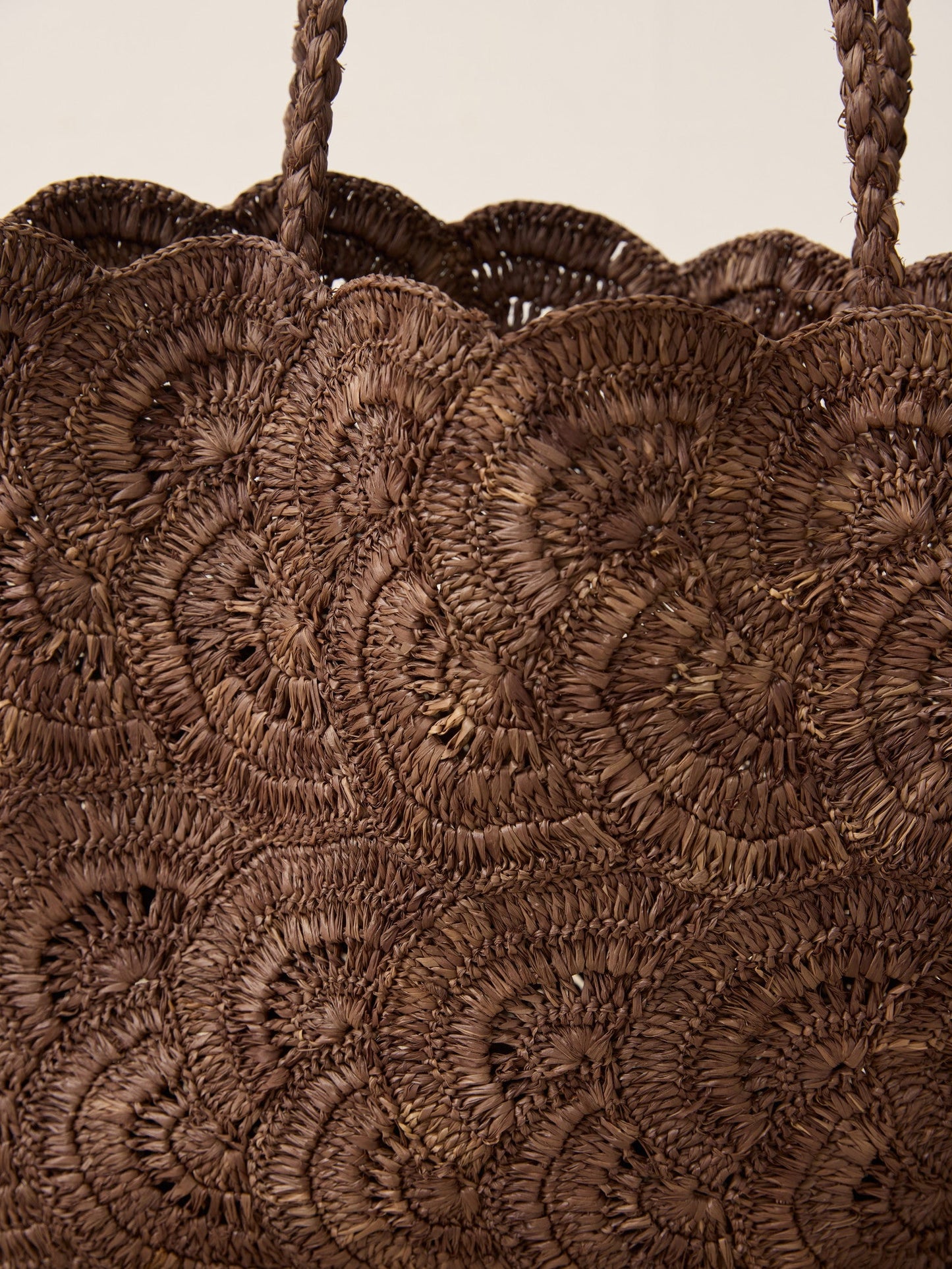 Handwoven Raffia Floral Pattern Tote Bag LINTICO