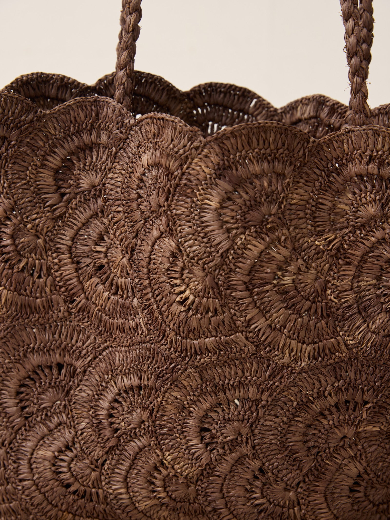 Handwoven Raffia Floral Pattern Tote Bag LINTICO