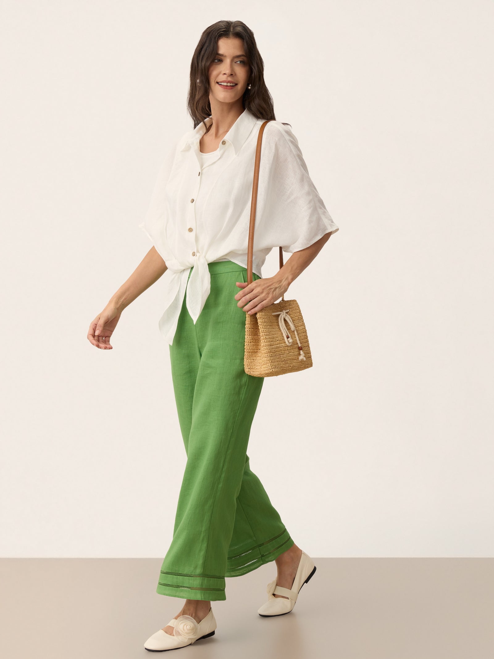 Mini Handwoven Raffia Drawstring Crossbody Bag LINTICO
