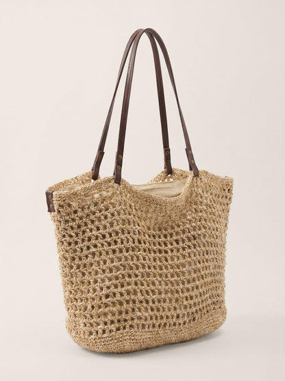 Linen-Cotton Open-Weave Tote Bag With Zip Pouch LINTICO