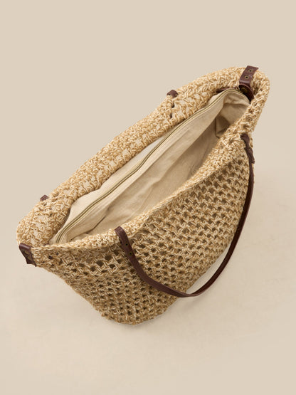 Linen-Cotton Open-Weave Tote Bag With Zip Pouch LINTICO