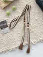 Linen Woven Belt With Fringes